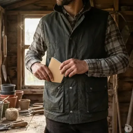 Gilet chasse Walker and Hawkes vert coton ciré 4 poches