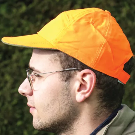 Casquette réversible kaki/orange pour la chasse