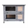 Clapier bois 2 étages pour lapins gris 91,5x45x81,4 cm