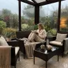 Salon de jardin 4p résine tressée marron - extérieur