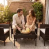 Salon de jardin 4p résine tressée marron - extérieur