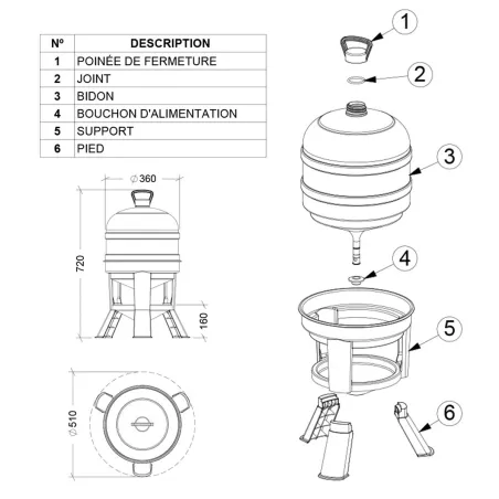 Kit abreuvoir 30L + mangeoire 23kg sur pieds volailles