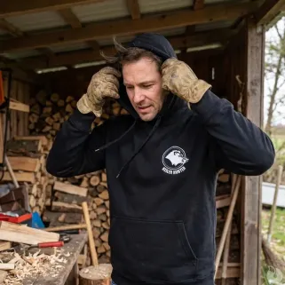 Sweat Hunter noir capuche coton - Logo Keiler