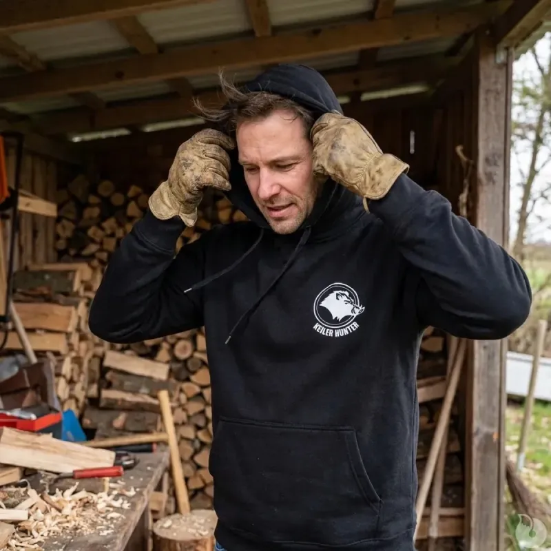 Sweat Hunter noir capuche coton - Logo Keiler