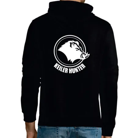 Sweat Hunter noir capuche coton - Logo Keiler