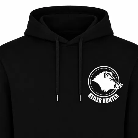 Sweat Hunter noir capuche coton - Logo Keiler