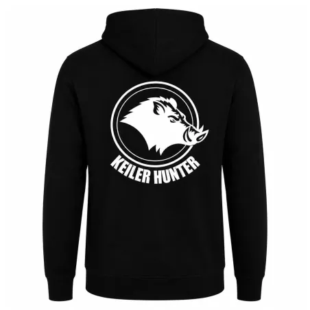Sweat Hunter noir capuche coton - Logo Keiler