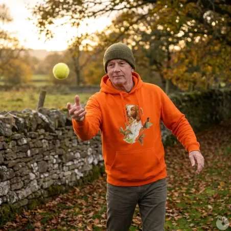 Sweat capuche épagneul Bartavel® orange vif 50% coton