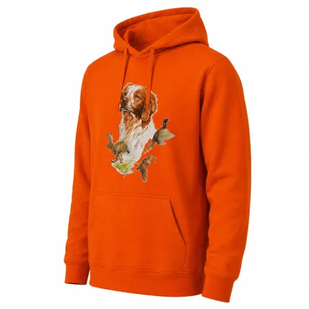 Sweat capuche épagneul Bartavel® orange vif 50% coton