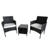 Salon jardin 2 fauteuils & table basse tressée noire
