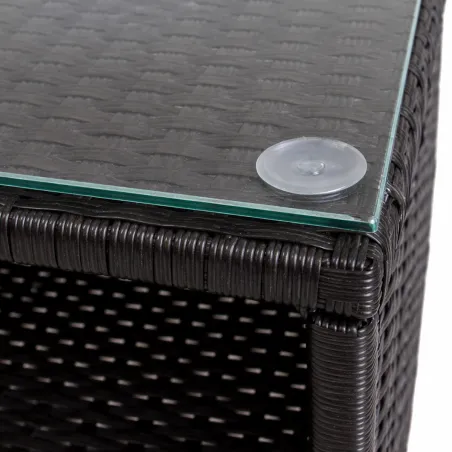 Salon jardin 2 fauteuils & table basse tressée noire