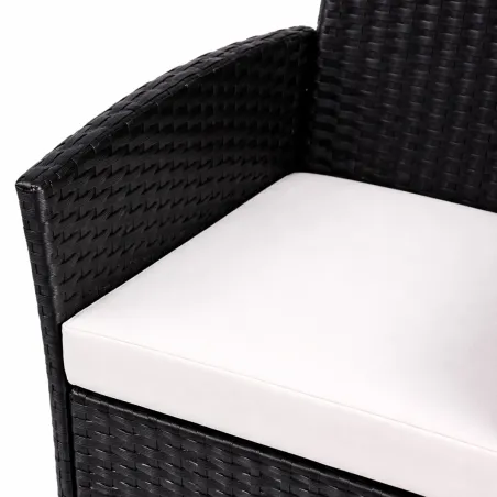 Salon jardin 2 fauteuils & table basse tressée noire