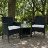 Salon jardin 2 fauteuils & table basse tressée noire