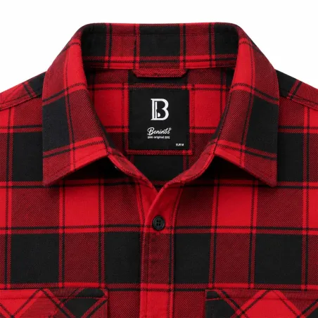 Chemise homme Brandit® carreaux rouge/noir - flanelle coton