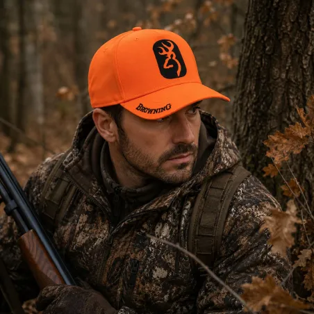 Casquette More Pet orange respirante - Sécurité chasse