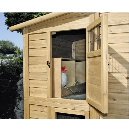 Poulailler bois 2 niveaux 10-15 poules 222x115x200 cm