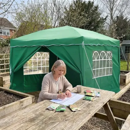 Tonnelle pliable 3x4 m acier vert avec parois latérales