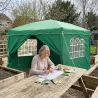 Tonnelle pliable 3x4 m acier vert avec parois latérales
