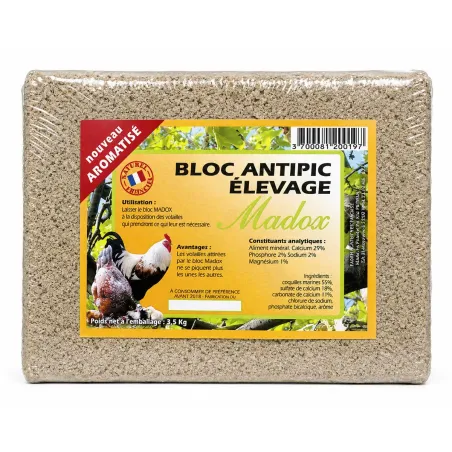 Bloc anti-picage 3,5 kg pour poules - Perrin Madox