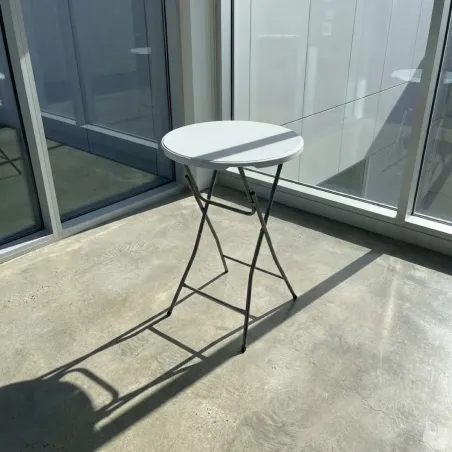 Table bar ronde blanche 80 cm - Pliable - Design moderne