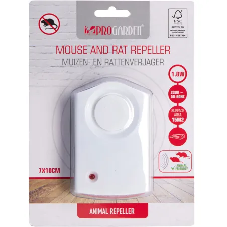 Répulsif ultrasons anti-rats et souris - 15 m²