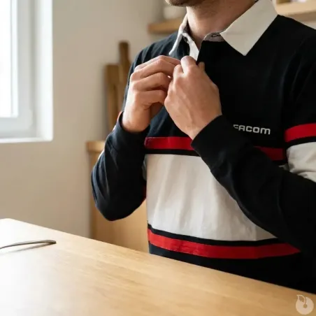Polo FAST coton bleu marine manches longues M à 3XL