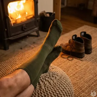 Chaussettes mérino kaki - Confort outdoor éleveurs & randonneurs