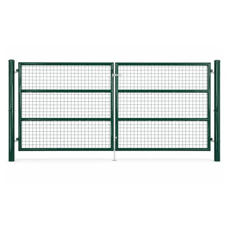 Portail 2 vantaux vert 3x1,5m - Maille 50mm acier