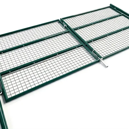 Portail 2 vantaux vert 3x1,5m - Maille 50mm acier