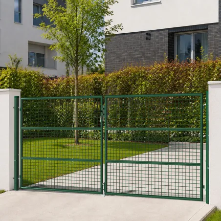Portail 2 vantaux vert 3x1,5m - Maille 50mm acier