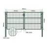 Portail 2 vantaux vert 3x1,5m - Maille 50mm acier