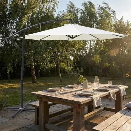 Parasol déporté Azur 3m - Toile résistante naturelle