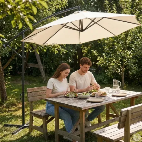 Parasol déporté Azur 3m - Toile résistante naturelle