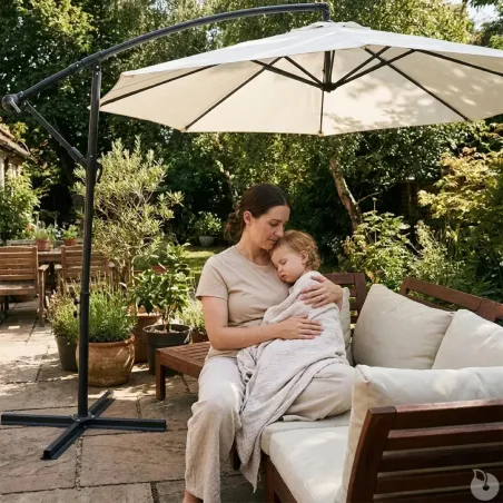 Parasol déporté Azur 3m - Toile résistante naturelle