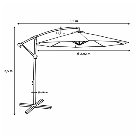 Parasol déporté Azur 3m - Toile résistante naturelle