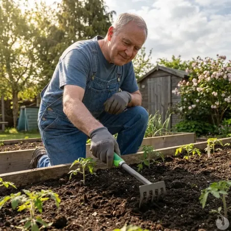 Râteau 5 dents pour jardin et entretien extérieur