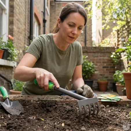 Râteau 5 dents pour jardin et entretien extérieur