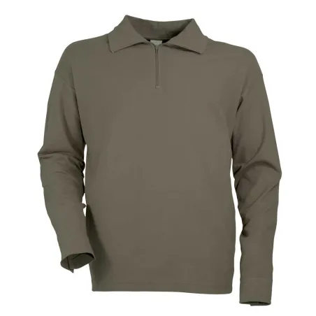 Chemise F1 coton kaki 240g/m² - col zippé, poignets ajustables