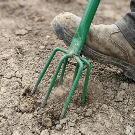 Griffe de jardinage 5 dents - Aération du sol sans effort