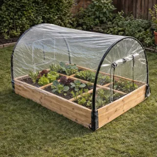 Carré potager sapin 115x80x54cm avec housse PVC - Montage simple