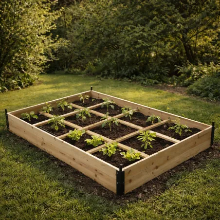 Carré potager sapin 115x80x54cm avec housse PVC - Montage simple