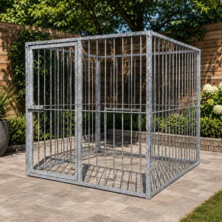 Chenil carré 2x2 m acier - Kit complet avec porte
