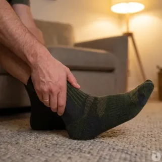 Chaussettes mi-hautes kaki laine mérino - chasse & élevage