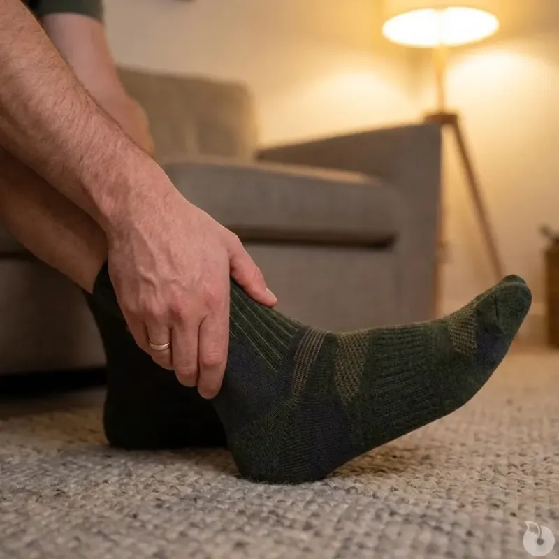 Chaussettes mi-hautes kaki laine mérino - chasse & élevage