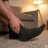 Chaussettes mi-hautes kaki laine mérino - chasse & élevage