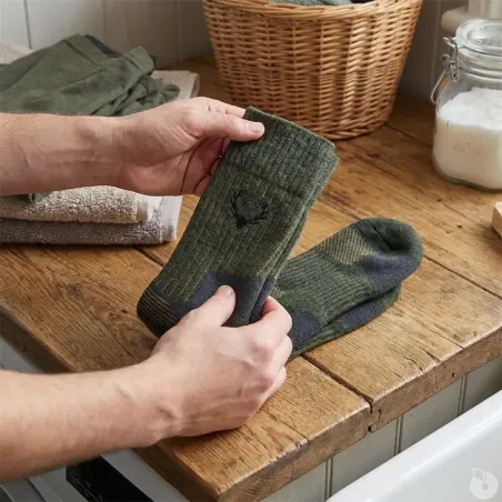 Chaussettes mi-hautes kaki laine mérino - chasse & élevage