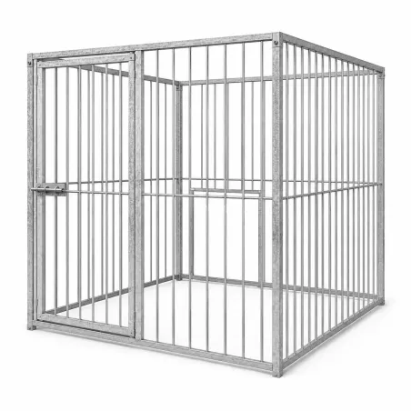 Chenil carré 1,5x1,5 m avec porte et ouverture niche