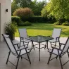 Ensemble apéro 5 pièces pliable acier & textilène