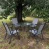 Ensemble apéro 5 pièces pliable acier & textilène