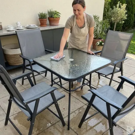 Ensemble apéro 5 pièces pliable acier & textilène